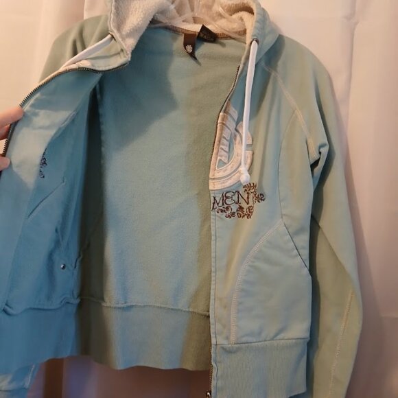 ELEMENT Skater Hoodie Sweatshirt Full Zip up womens S Dusty Blue fleece lined LS - Picture 11 of 12